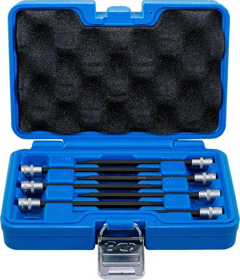 Uzgaļu ieliktņu sortiments | Iekšējā kvadrātveida piedziņa 6,3 mm (1/4") | T-profils (Torx) ar lodveida galvu T10 - T40 | 7 daļ.