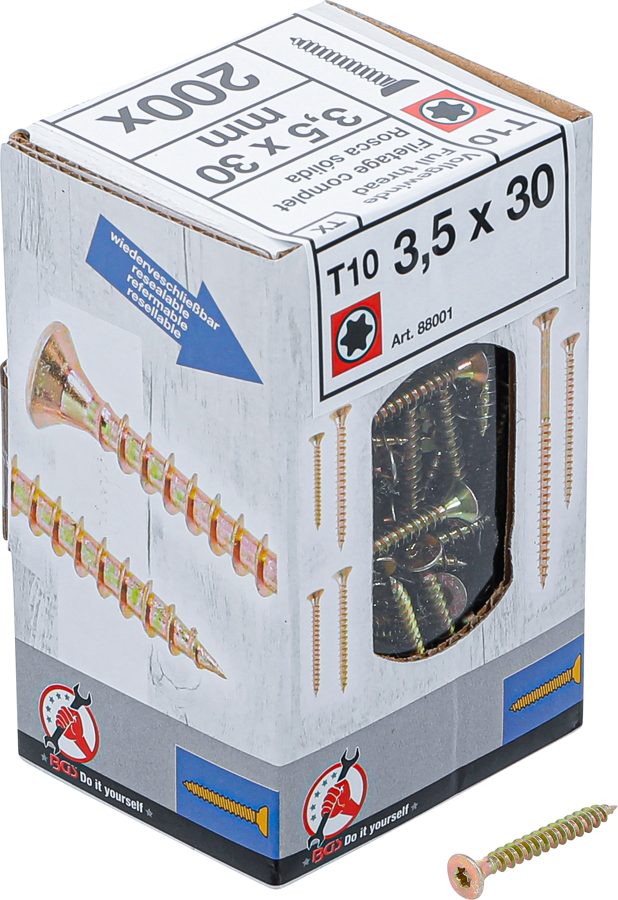 Universālas skrūves | T-profils (Torx) T10 | 3,5x30 mm | 200 gab