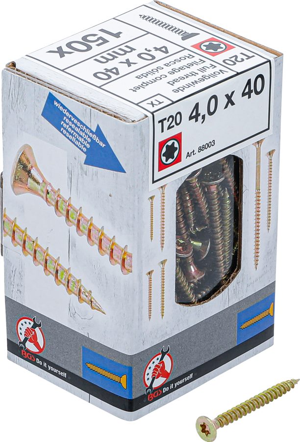 Universālas skrūves | T-profils (Torx) T20 | 4,0x40 mm | 150 gab