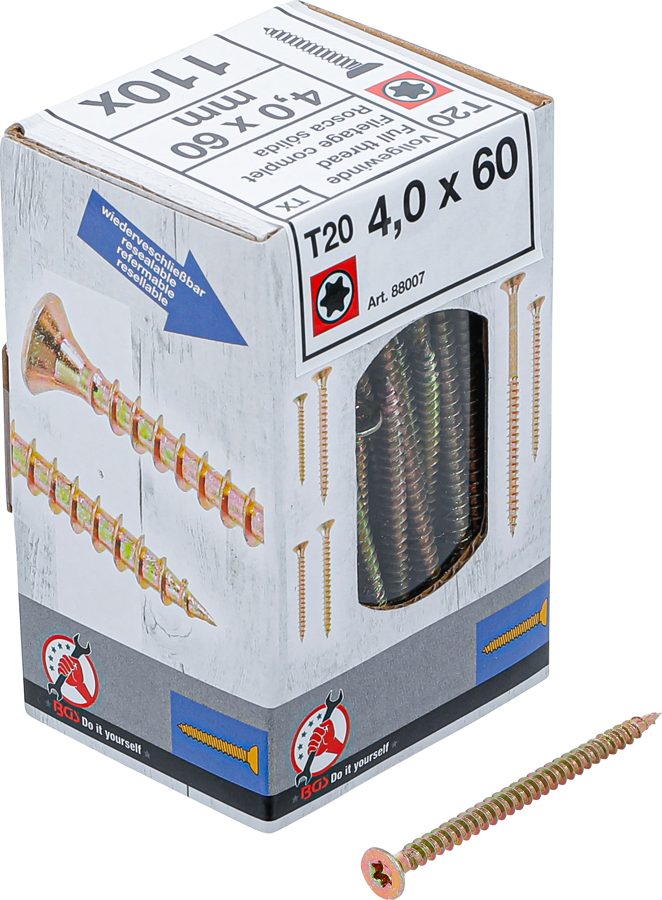 Universālas skrūves | T-profils (Torx) T20 | 4,0x60 mm | 110 gab