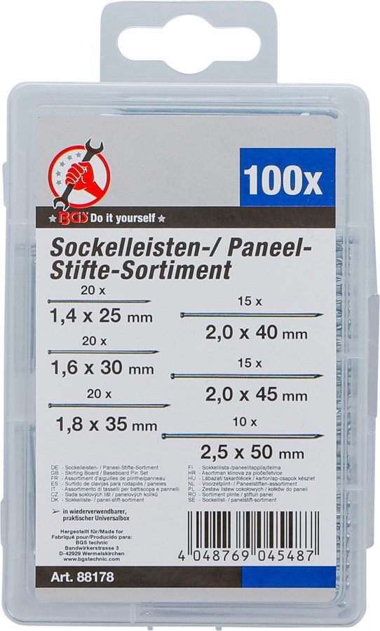 Grīdlīstes / paneļu tapu sortiments | 100 gab