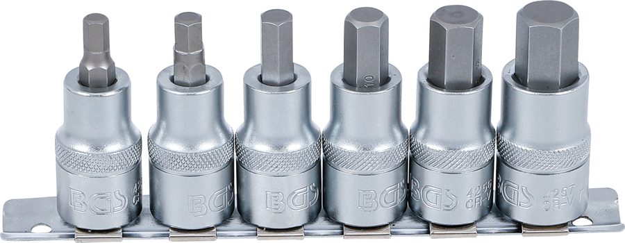 Uzgaļu ieliktņu komplekts | Piedziņas iekšējais kvadrāts 12,5 mm (1/2") | iekšējais sešstūris 6–14 mm | 6 gab.