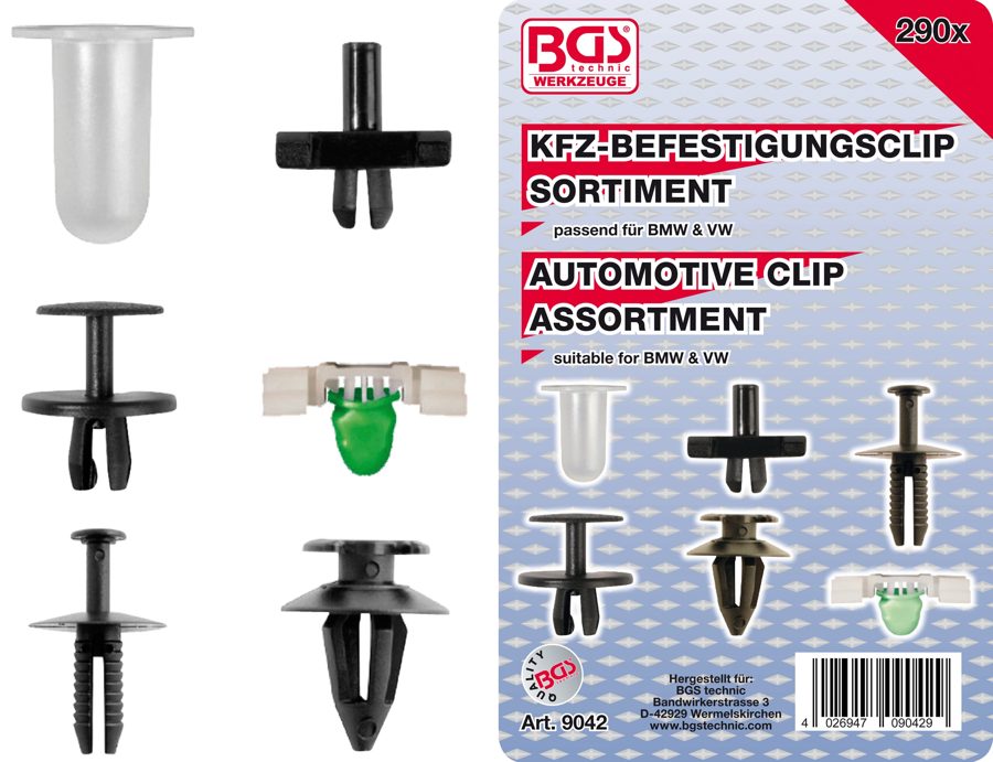 Auto stiprinājuma klipu sortiments BMW, VW | 290 gab
