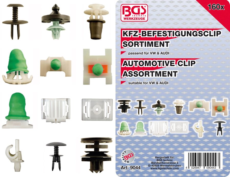 Auto stiprinājuma klipu sortiments Audi, VW | 160 gab