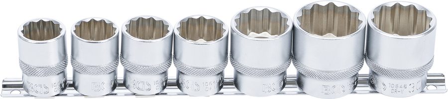 Uzgriežņu atslēgu ieliktņu komplekts, divpadsmit punktu | Iekšējā kvadrātveida piedziņa 12,5 mm (1/2") | SW 20 - 32 mm | 7 gab.