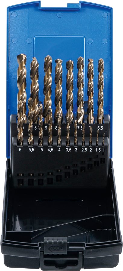 Twist urbjmašīnu komplekts | HSS-G M35 kobalta tērauds | 1 - 10 mm | 19 gabali