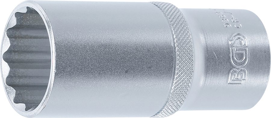 Uzgriežņu atslēgas ieliktnis, divpadsmit punktu, dziļš | Piedziņas iekšējais kvadrāts 12,5 mm (1/2") | SW 27 mm