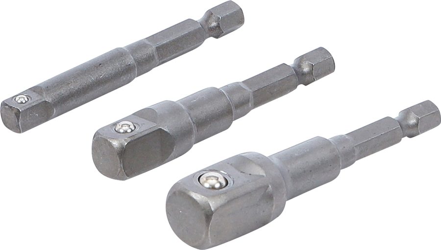 Adapteri komplekts urbjiem | Ārējā sešstūra piedziņa 6,3 mm (1/4") | Izejas ārējais kvadrāts 6,3 mm (1/4"), 10 mm (3/8"), 12,5 mm (1/2") | 3 gab.