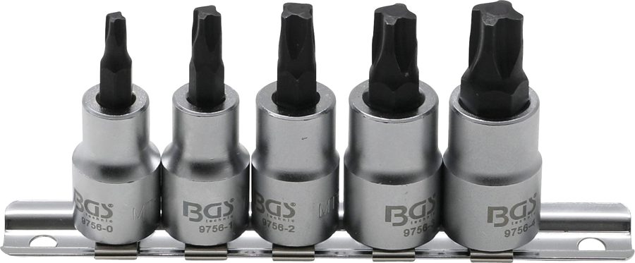Uzgaļu ieliktņu komplekts | Piedziņas iekšējais kvadrāts 10 mm (3/8") | kvadrātveida profils (MTS-Mortorq) MTS0 - MTS04 | 5 daļ.