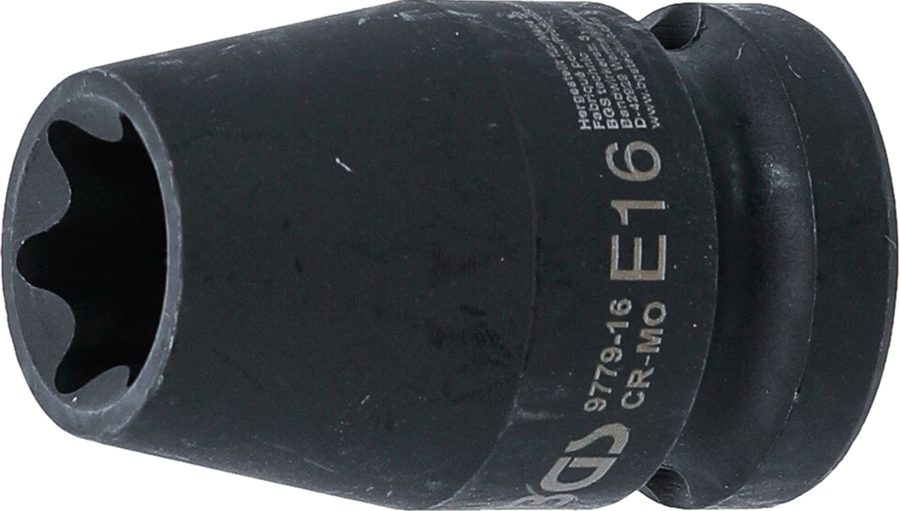 Triecienkontakta uzgriežņu atslēgas ieliktnis E-profils | Iekšējā kvadrātveida piedziņa 12,5 mm (1/2") | SW E16