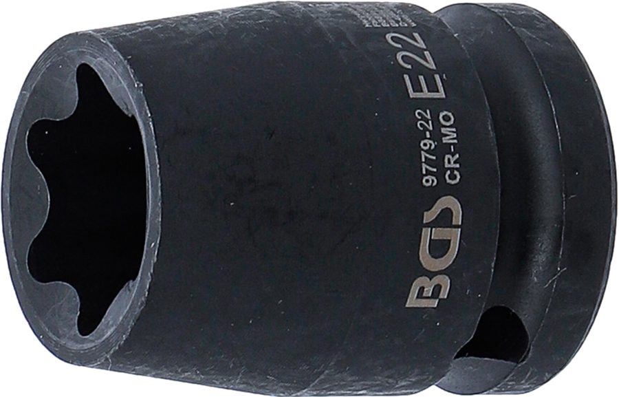 Triecienkontakta uzgriežņu atslēgas ieliktnis E-profils | Iekšējā kvadrātveida piedziņa 12,5 mm (1/2") | SW E22