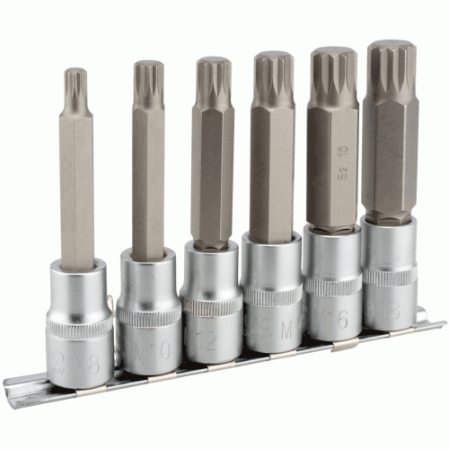 Muciņu komplekts ar uzgali Spline 1/2"