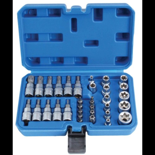 TORX galviņu, uzgaļu, uzgaļu, uzgaļu + ieliktņu komplekts, 34 gab