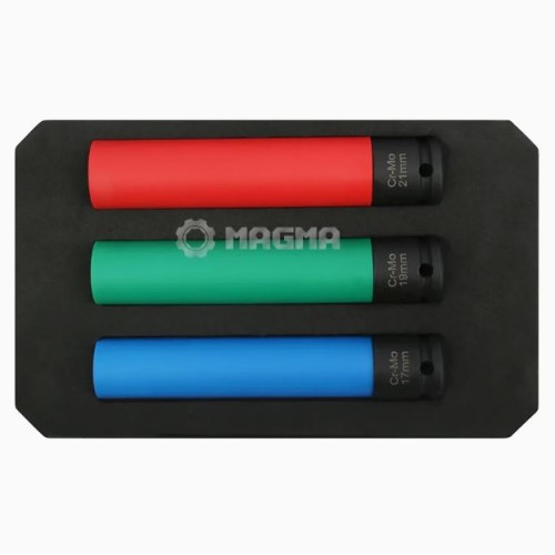 Trieciena galviņu komplekts 1/2" 3gab (17,19,21 mm), MAGMA, MG51032