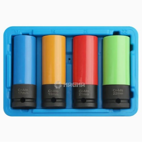 Trieciena galviņu komplekts 1/2" 4gab (17,19,21,22 mm), MAGMA, MG51033