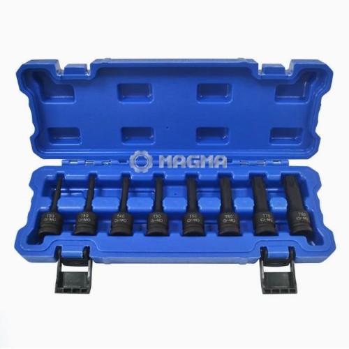 TORX piederumu komplekts , 8 gab. 1/2" , T30, T40, T45, T50, T55, T60, T70, T80, MAGMA, MG30008C