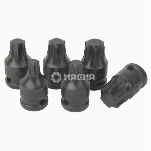 6 Torx trieciengalvu komplekts T55, T60, T70, T80, T90, T100, 1/2" OEM , MG50067