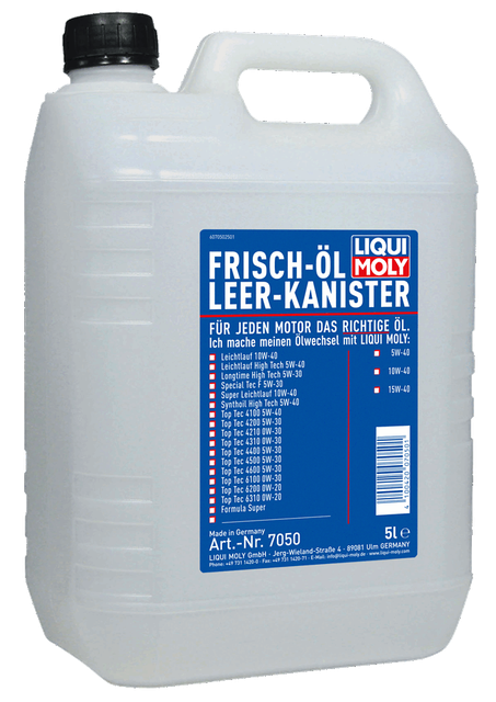 Empty Canister for Oil Bar