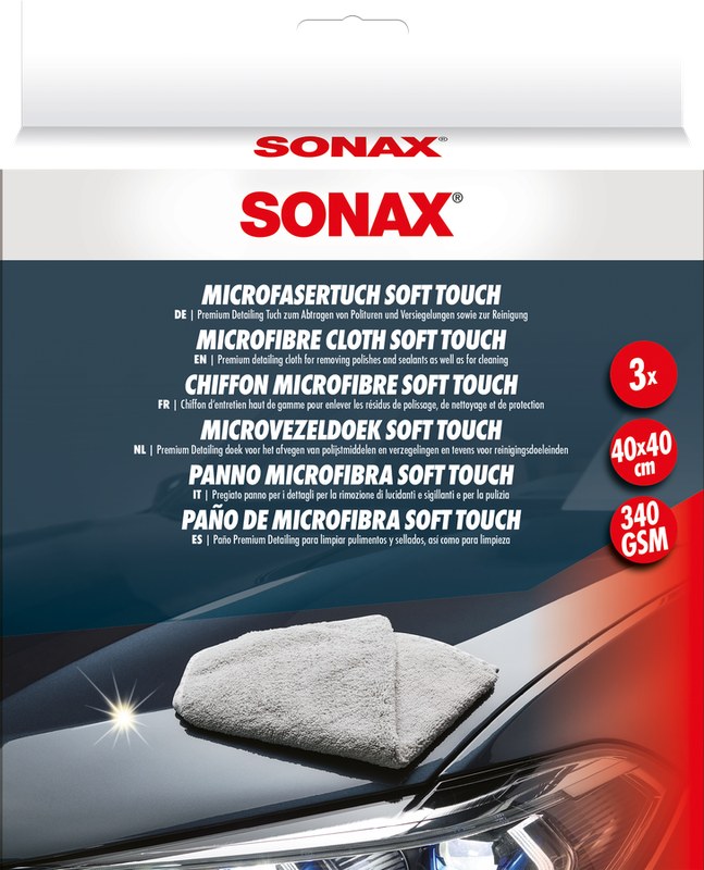SONAX Microfibre Cloth soft touch (3 pcs.), 3 vnt