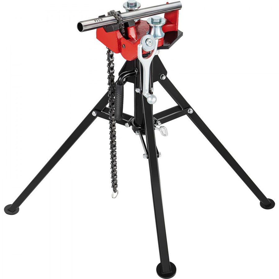 VEVOR Tripod Pipe Chain Vise | 1/8"-5" Pipe Capacity | 92.5 cm Length | Portable Folding Steel Legs | Grab, Support, and Bend Pipes | Ideal for Factory, Workshop, and Home Use