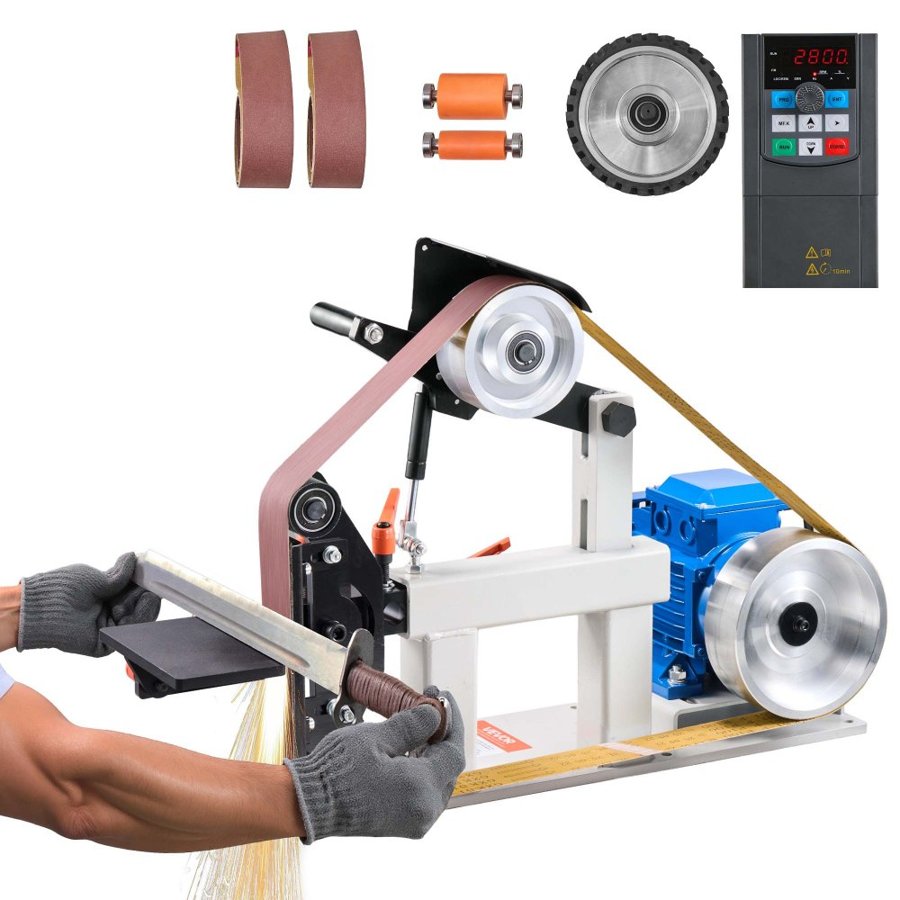 VEVOR Benchtop Belt Disk Sander – 1.5KW, 0-2800RPM, 2"x82"