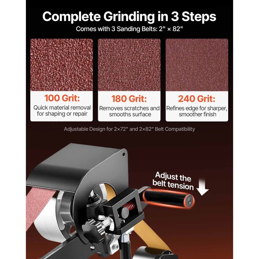 VEVOR Benchtop Belt Disk Sander – 1.5KW, 0-2800RPM, 2"x82"
