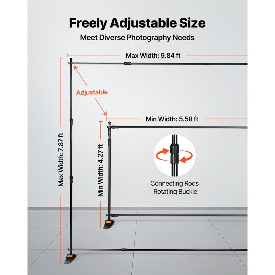 VEVOR Step and Repeat 243.8 x 243.8 cm - 304.8 x 243.8 cm Backdrop Banner Stand Adjustable Telescopic Height and Width Retractable Banner Stand with Carrying Bag