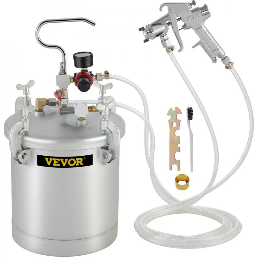 VEVOR Commercial Paint Pressure Tank 2.5 Gallons Pressure Pot Tank 10L Pressure Paint Pot Feed Spray Gun 1.5mm Nozzle Paint Sprayer for 10L Capacity Painting
