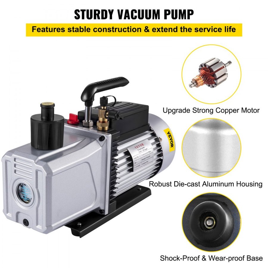 VEVOR AC Refrigerant Vacuum Pump – 12CFM Double Stage