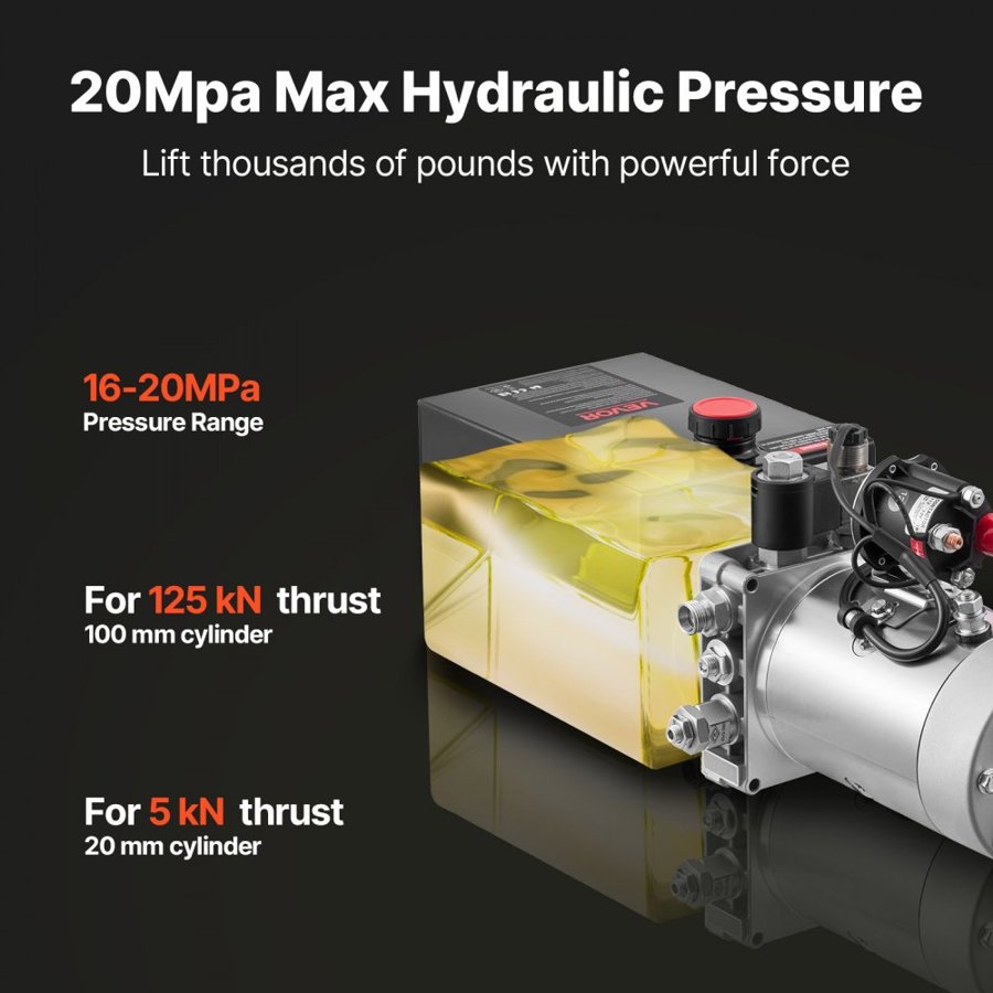VEVOR 12 Volt Hydraulic Power Unit – 3200 PSI, 6 Qt Tank