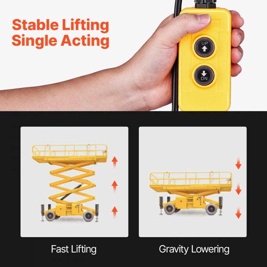 VEVOR 7L Hydraulic Pump, Single Acting Dump Trailer Pump, 22Mpa Max Relief Pressure, 3.4L/min Flow Rate, DC 12V 1.6KW Hydraulic Power Unit for Dump Trailer Car Lifting (Horizontal Installation)