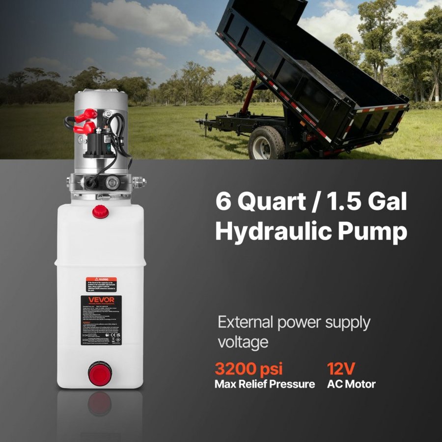 VEVOR High Pressure Hydraulic Power Unit – 3200 PSI, 6 Qt