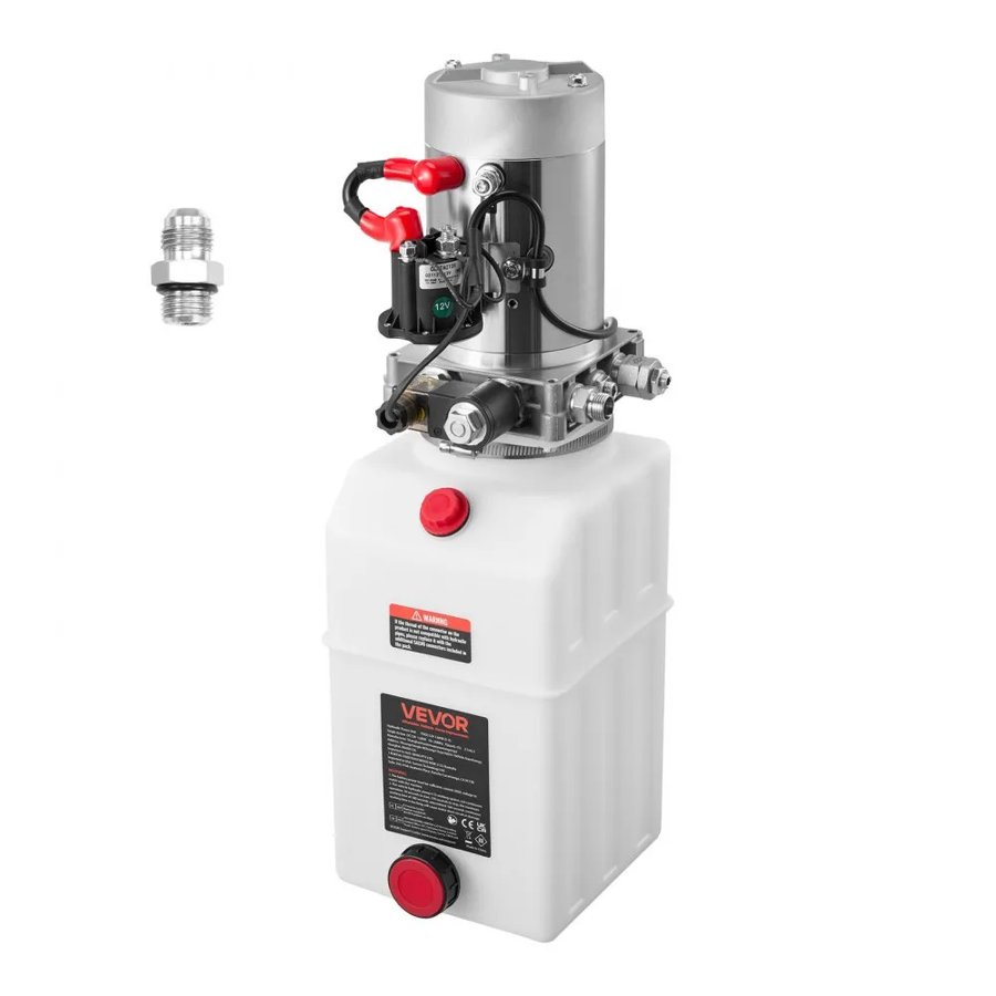 VEVOR 7 L Hydraulic Power Unit, Single Acting Dump Trailer Pump, 22 MPa Max Relief Pressure & 3.4 L/min Flow Rate, DC 12V Hydraulic Pump with Metal Reservoir for Dump Trailer Car Lifting