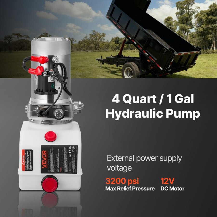 VEVOR Single Acting Hydraulic Pump For Dump Trailer – 12V