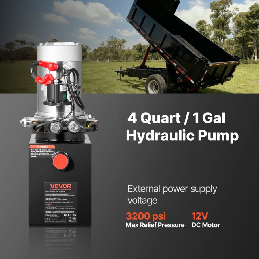 VEVOR Double Acting Hydraulic Power Unit – 3200 PSI, 12V
