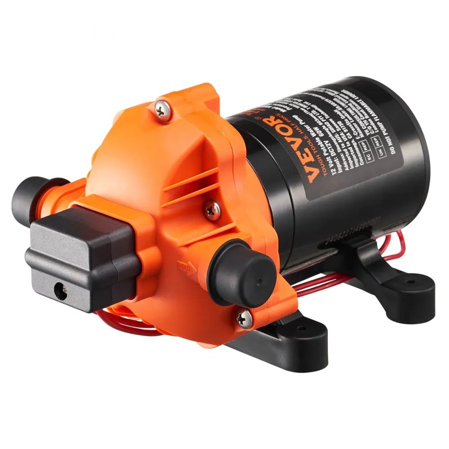 VEVOR 12V Diaphragm Pump, 1.8 GPM (6.81 L/min), 3-Chamber 12 Volt DC Water Pump with Automatic Pressure Switch 2.7-6.9 bar(40-100 PSI) Adjustable, 4 bar(60 PSI), 12.7mm(1/2") MNPT Port, for RV Yacht Food Truck Camper Marine