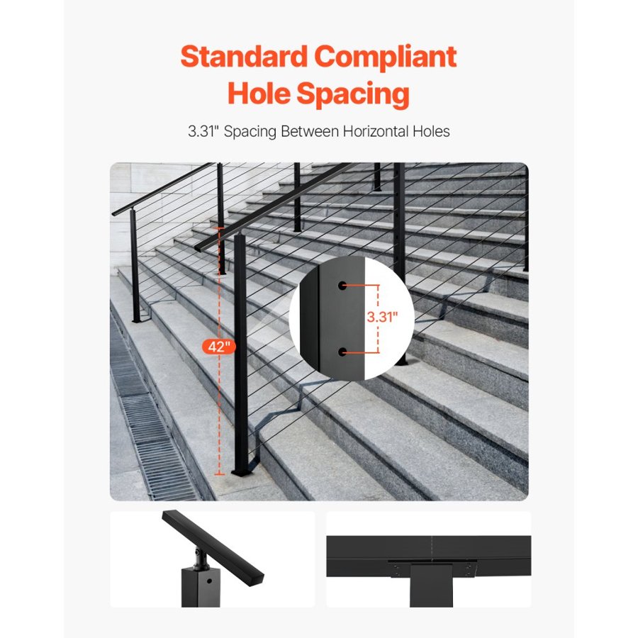 VEVOR Stair Railing Post – 42×2×2 Inch, 30° Holes, 1-Pack