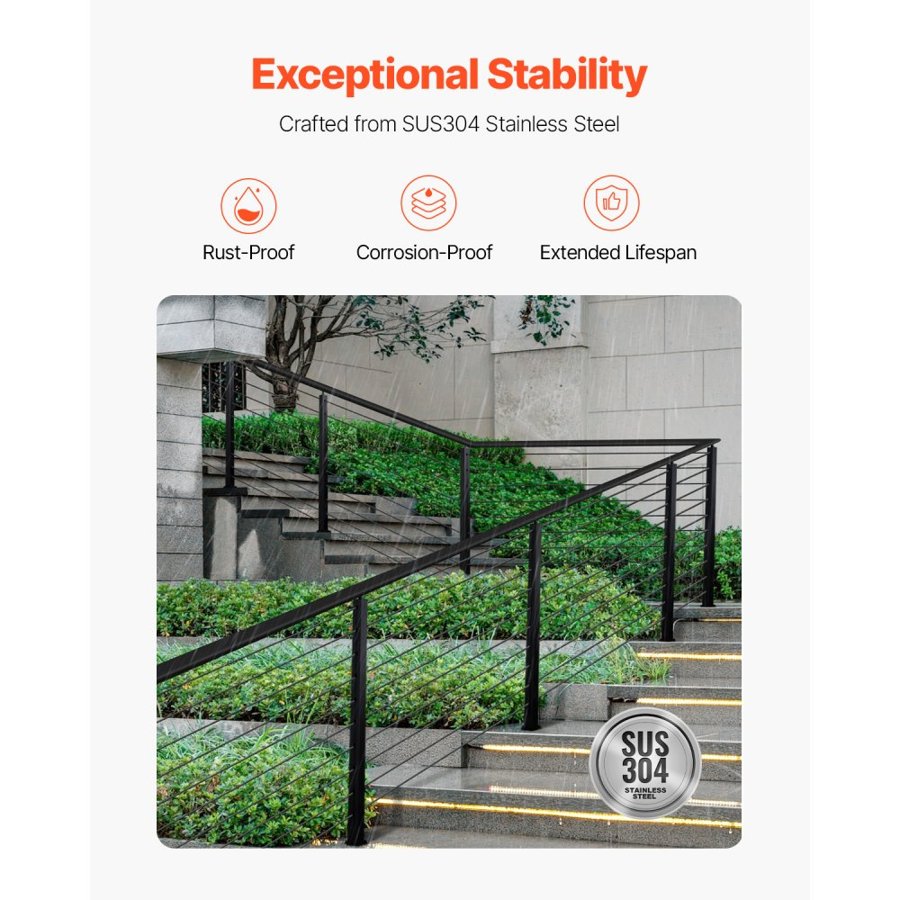 VEVOR Stair Rail Post – 30° Hole, 43", 10-Hole, 4 ft Span