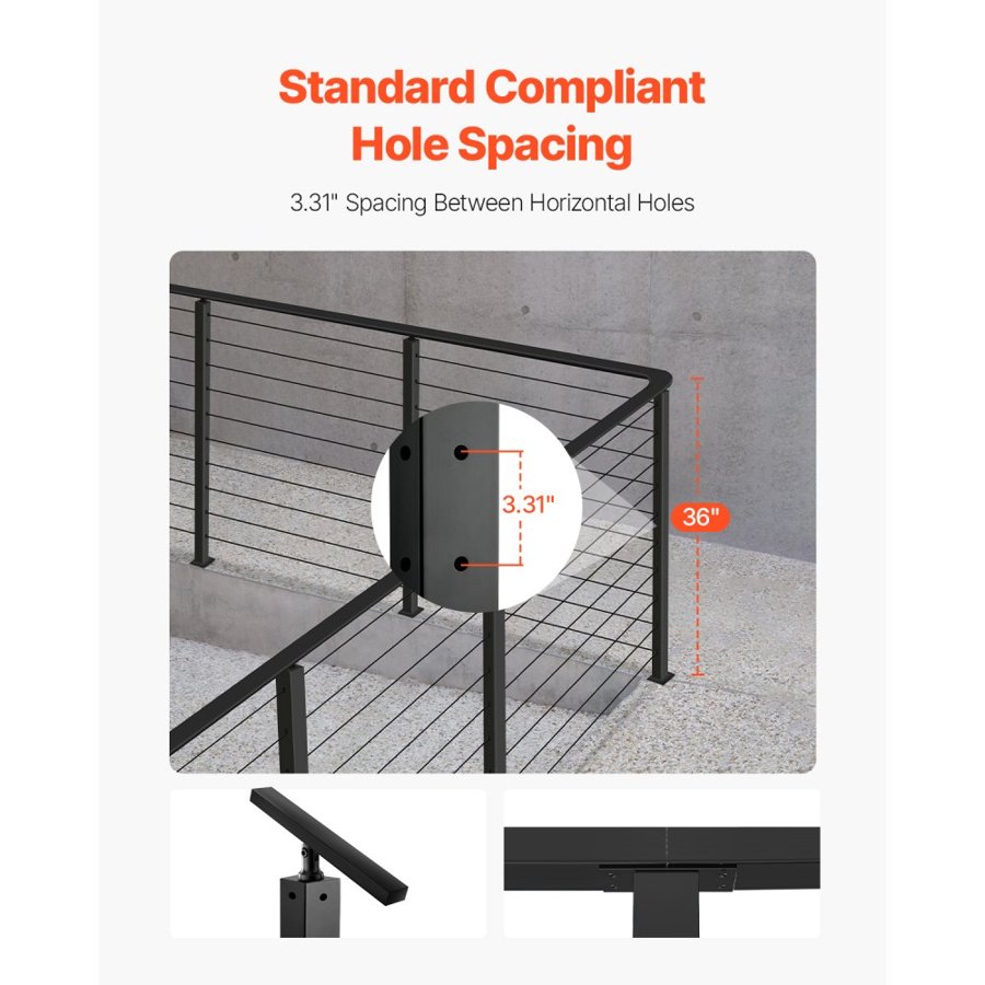 VEVOR Cable Railing Corner Post – 12 Pair Hole, 36x2x2 Inch