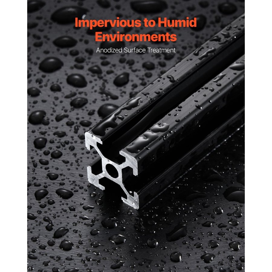 VEVOR 10PCS 39.4in (1000mm) T Slot 2020 Aluminum Extrusion Profile, European Standard Anodized Linear Rail, High-Strength Extruded Aluminum Rail for 3D Printer, CNC Machine DIY, Laser Engraving, Black
