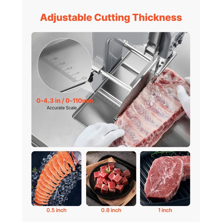 VEVOR 1500W Electric Meat Bandsaw – Bone Saw, 7 Blades