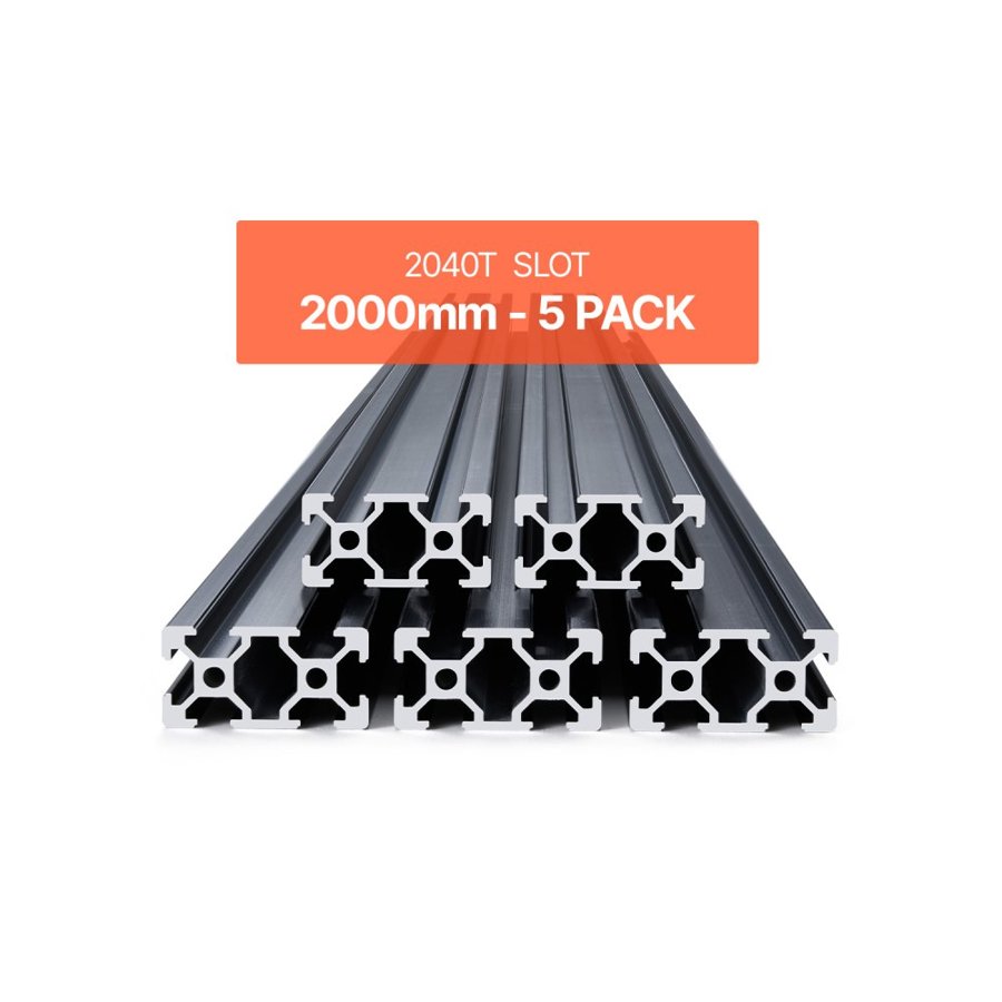 VEVOR 5PCS 78.7 in (2000mm) T Slot 2040 Aluminum Extrusion Profile, European Standard Anodized Linear Rail, High-Strength Extruded Aluminum Rail for 3D Printer, CNC Machine DIY, Laser Engraving, Black