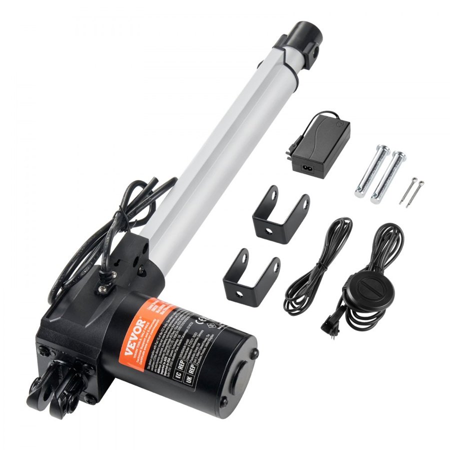 VEVOR 24V Linear Actuator Kit 25.4 cm 2.5 cm/s 99.8 kg/1000N with IP44 Protection