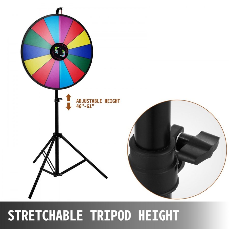 VEVOR 61 cm Color Prize Wheel Tripod Floor Stand Color Prize Wheel 14 Slots Dry Ease Fortune Spinner Fortune Spinning Game