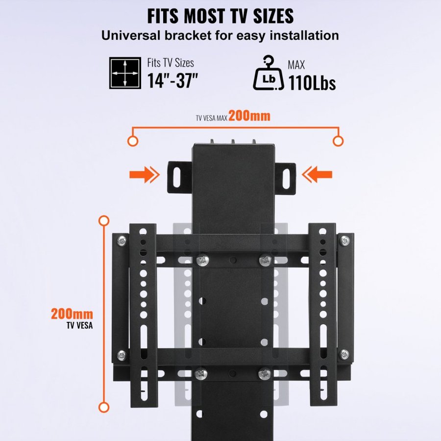 VEVOR Motorized TV Lift Stroke Length 50.8 cm Motorized TV Mount Fit for 71.1–81.3 cm TV Lift with Remote Control Height Adjustable Load Capacity 59.9 kg Wireless Remote Control