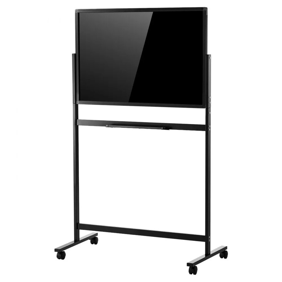 VEVOR Glass Dry Erase Board 888x583mm Magnetic Whiteboard with Base Black, Frameless, Mobile with Stand and Wheels, Includes Markers, Magnets and Eraser, for Office, School Classroom, and Home