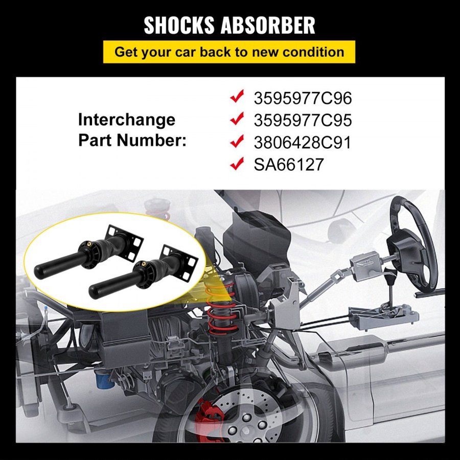 VEVOR Rear Cab Air Shock Absorber for International Prostar 2008+ 3595977C96 3595977C95 Cab Air Shock Dampen the Driving Vibration (Two Piece(a pair))