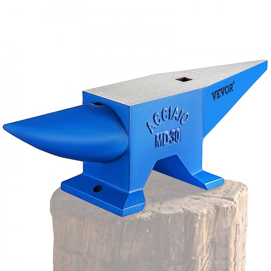 VEVOR Horn Anvil, Steel Anvil Blacksmith Weight 30KG/66.1LBS, Blacksmith Anvil Steel Anvil Round Horn Metal Work Steel Anvil Blacksmith Hardy Hole