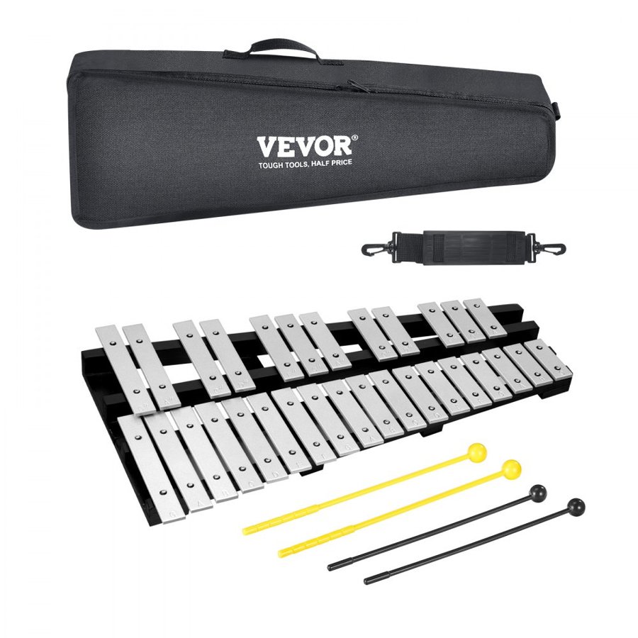 VEVOR 30 Note Glockenspiel Xylophone Bell Kit, Percussion Instrument with Mallets, Drum Sticks and Carrying Bag, Professional Glockenspiel Xylophone Percussion Instrument Set for Students & Adults
