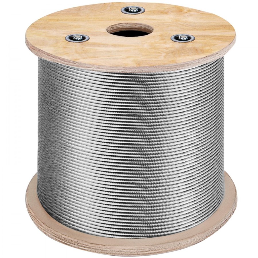 VEVOR T316 Stainless Steel Cable 3.2 mm 7x7 Steel Wire Rope Cable 15240 cm Cable Railing Transport Wire Rope Cable for Railing Decking DIY Balustrade